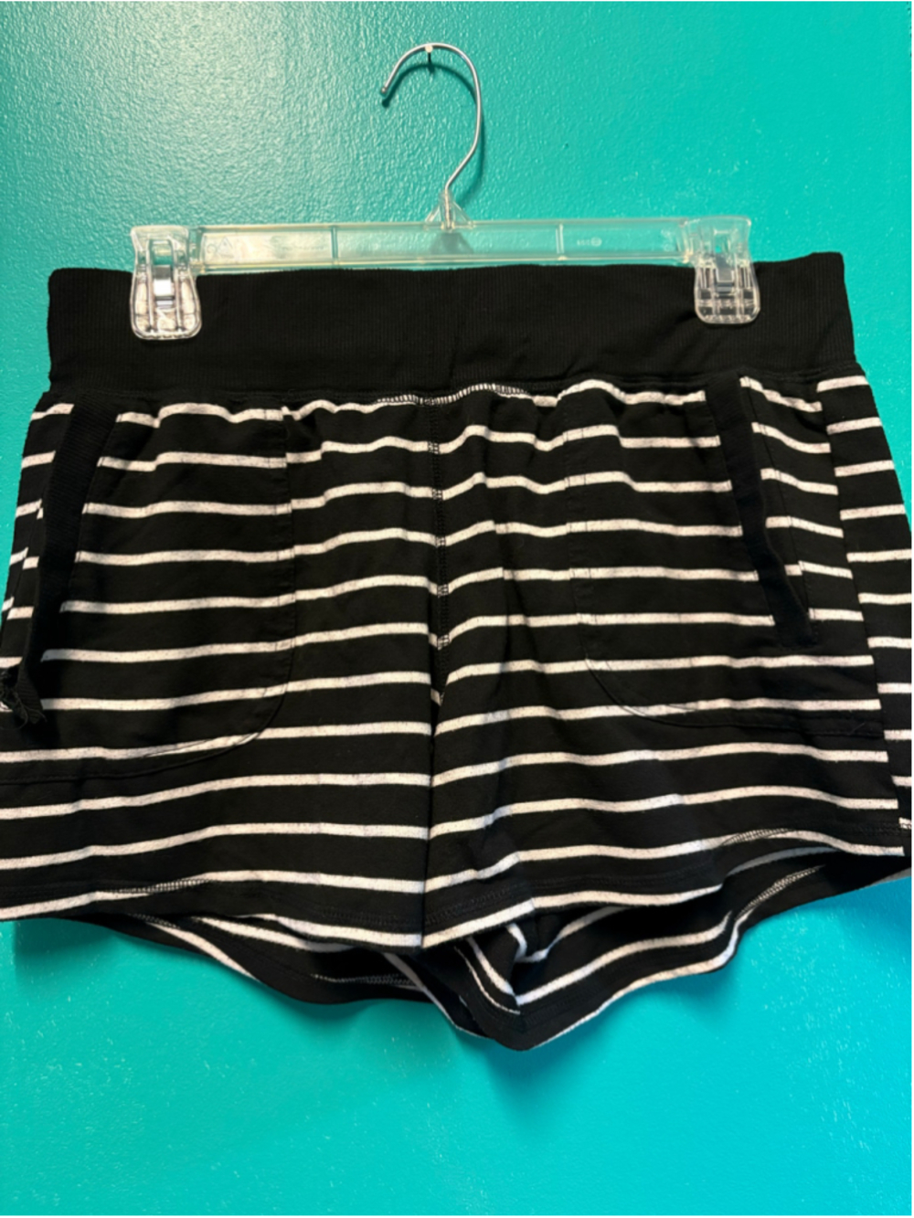 Women’s Athletic Works Striped Shorts Black White Size L